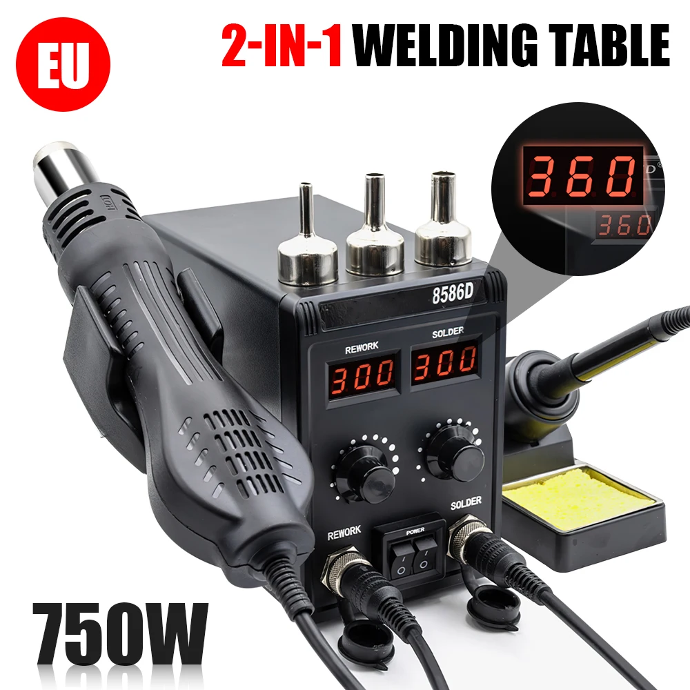 Stacja lutownicza 8586D 2 w 1 z pistoletem na gorące powietrze z Polski za $28.96 / ~108zł Stacja lutownicza 8586D 2 w 1 z pistoletem na gorące powietrze z Polski za $28.96 / ~108zł