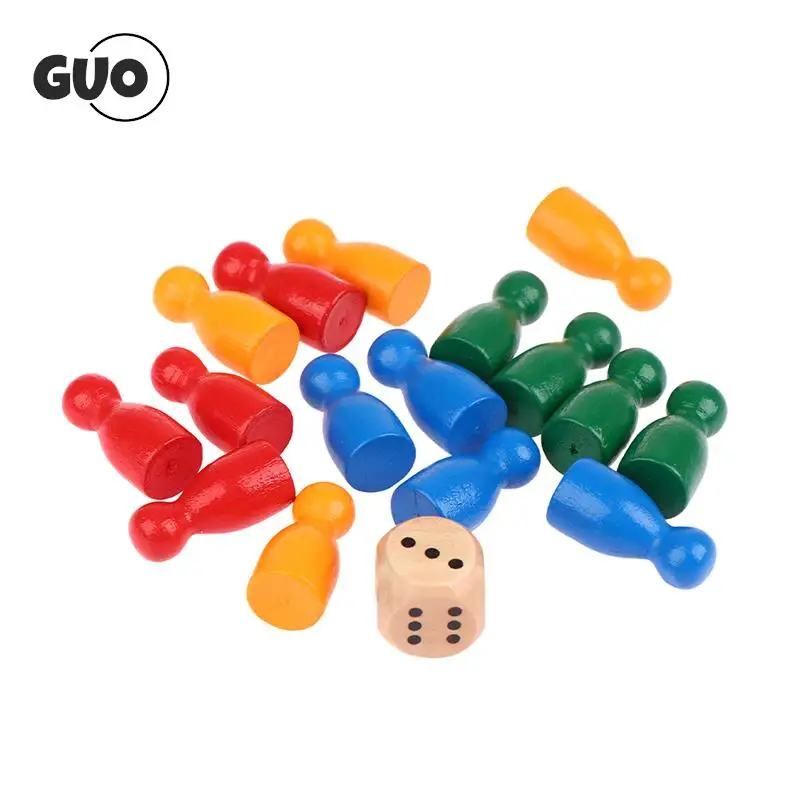 16Pcs Children Humanoid Wooden Puzzle Game Board Game Chess Pieces