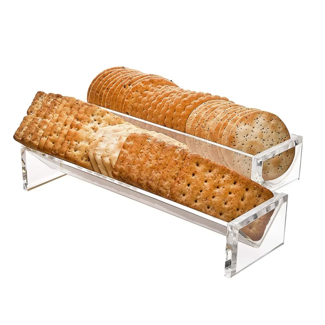 Simple European acrylic rectangular tray display rack for dessert, biscuit storage, fruit and food in restaurants 1PC