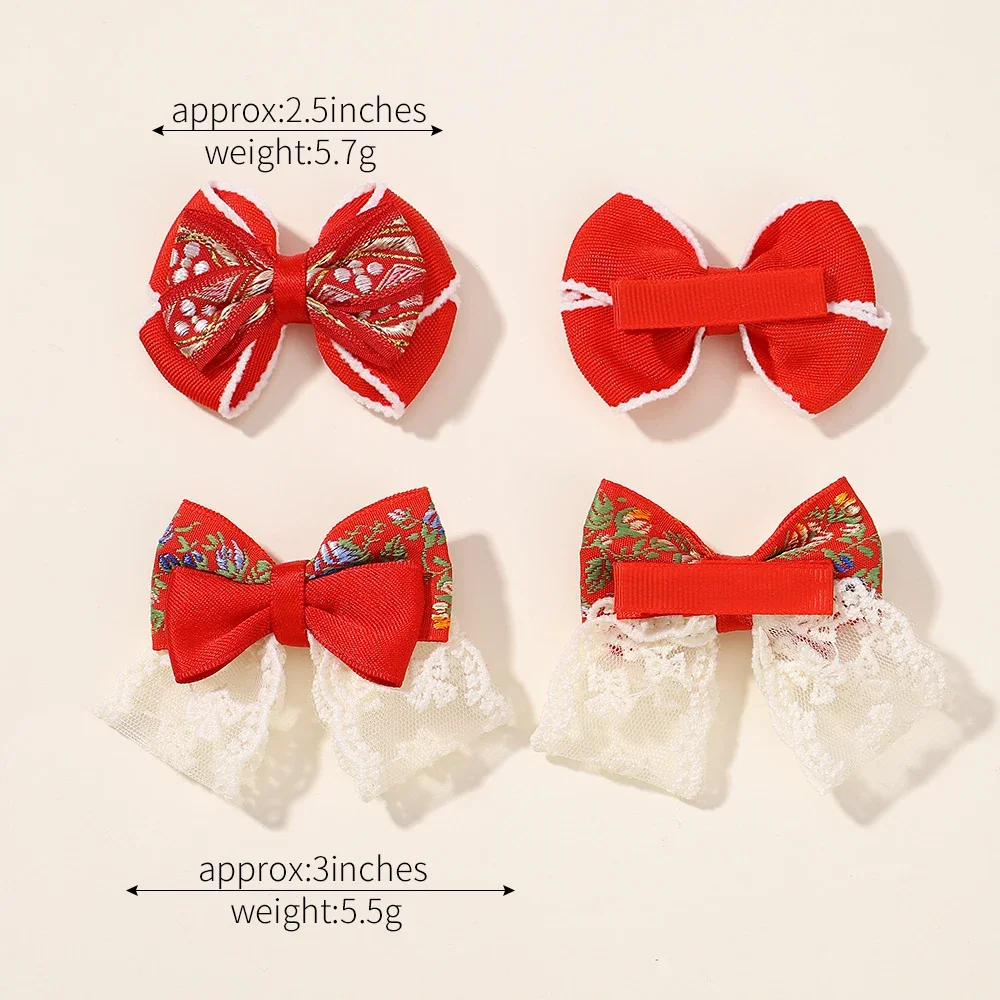 2/4pcs/set Chinese New Year Red Hairclip Tang Costume Headwear Girl‘s Ancient Style Hairclip Jewelry for Baby Tassel Hairpin 6