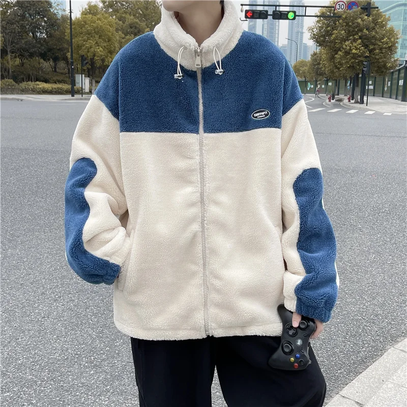 

Handsome Padded Jacket for Men Lamb Wool Thickened Winter and Autumn Lapel Coat 2023 New Fashion High Street Bigh Top F41