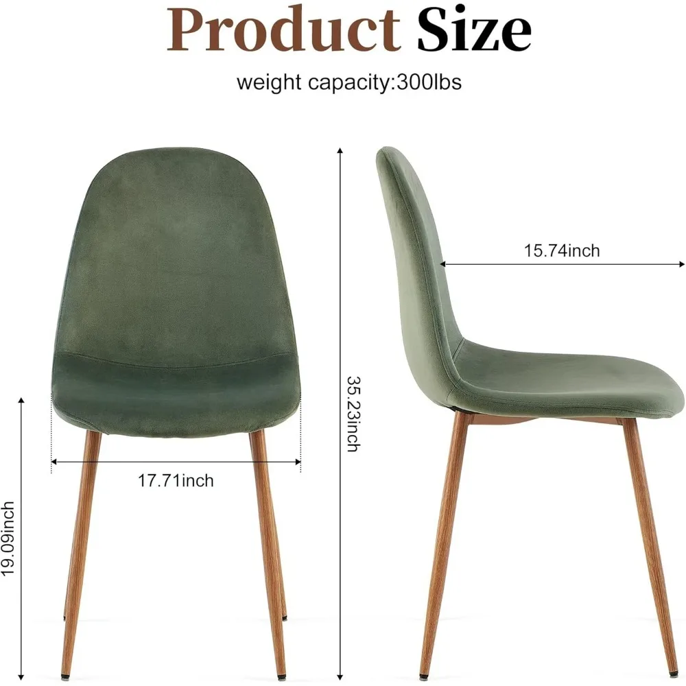 Velvet Dining Chairs Set of 4 - Modern Seating with Metal Legs for Living, Bedroom,Dining Room - Green Chairs for Dining Room 2