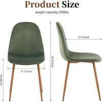 Velvet Dining Chairs Set of 4 - Modern Seating with Metal Legs for Living, Bedroom,Dining Room - Green Chairs for Dining Room 2