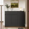 Shoe Cabinet Storage with 3 Doors,Freestanding Shoe Cabinet with Drawer & Adjustable Shelves, Wooden Shoe Organizer for Entryway 6