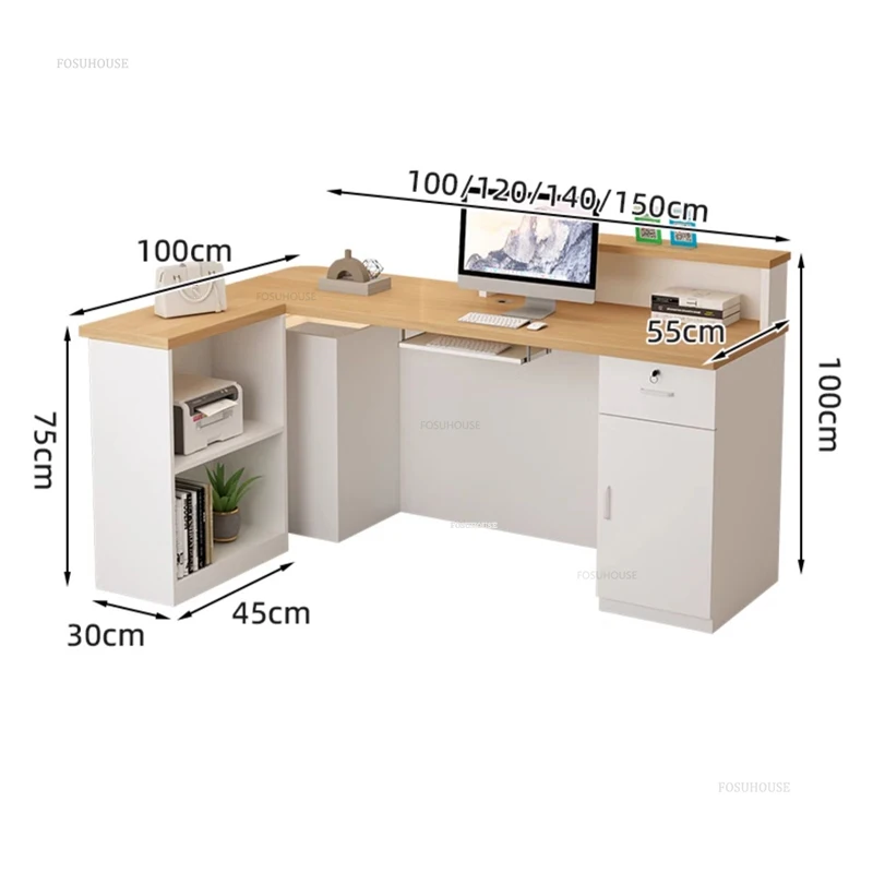 Nordic Beauty Salon Reception Counter Office Furniture Creative Company Corner Reception Desk Clothing Store Cashier Bar Counter