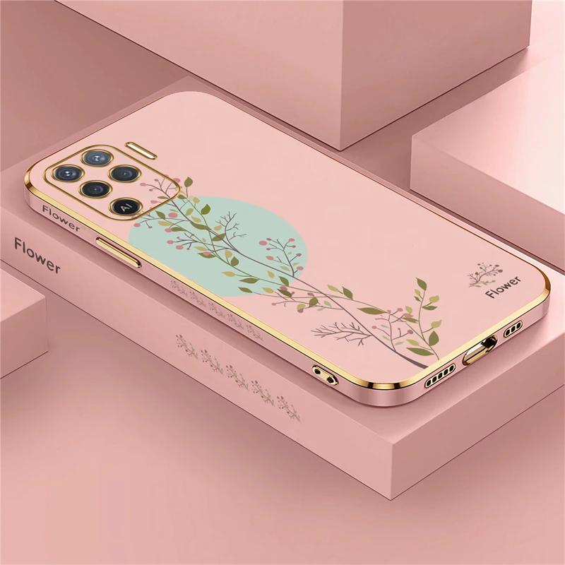 Elegant Plating Pattern Silicone Case with Soft Flower Design and Lens Protection Cover