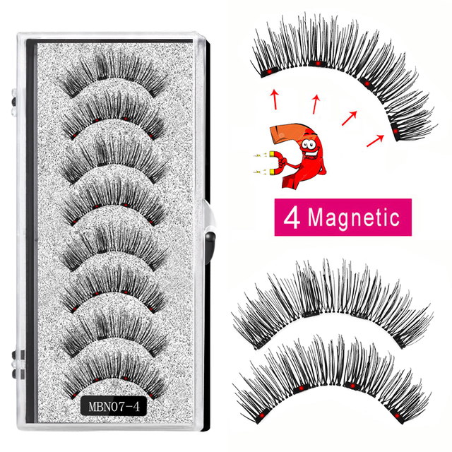 4 Magnet Magnetic Eyelashes Natural Long 3D Mink Lashes Magnetic False Eyelashes Extension with Faux Cils Magnetique 2022 New