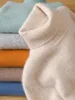 Men's 100% pure Mink velvet Cashmere Sweater High Lapels Pullovers Knitted Winter New Tops Long Sleeve High-End Jumpers 1