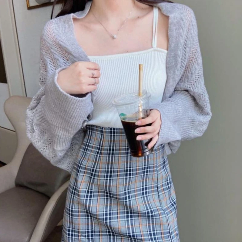 

Женские осенние болеро с открытыми плечами и длинными рукавами, однотонные легкие вязаные укороченные кардиганы, свитера, топ с