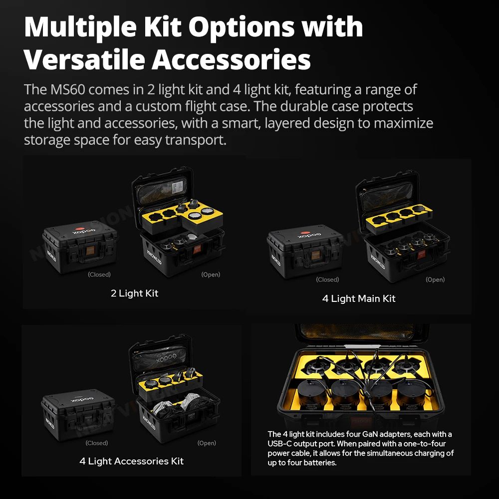 GODOX MS60R 60W RGB LED light 14 Light Effects +1800 to 10000K CRI95 For FilmVideo Shooting Broadcast&Video Production 6