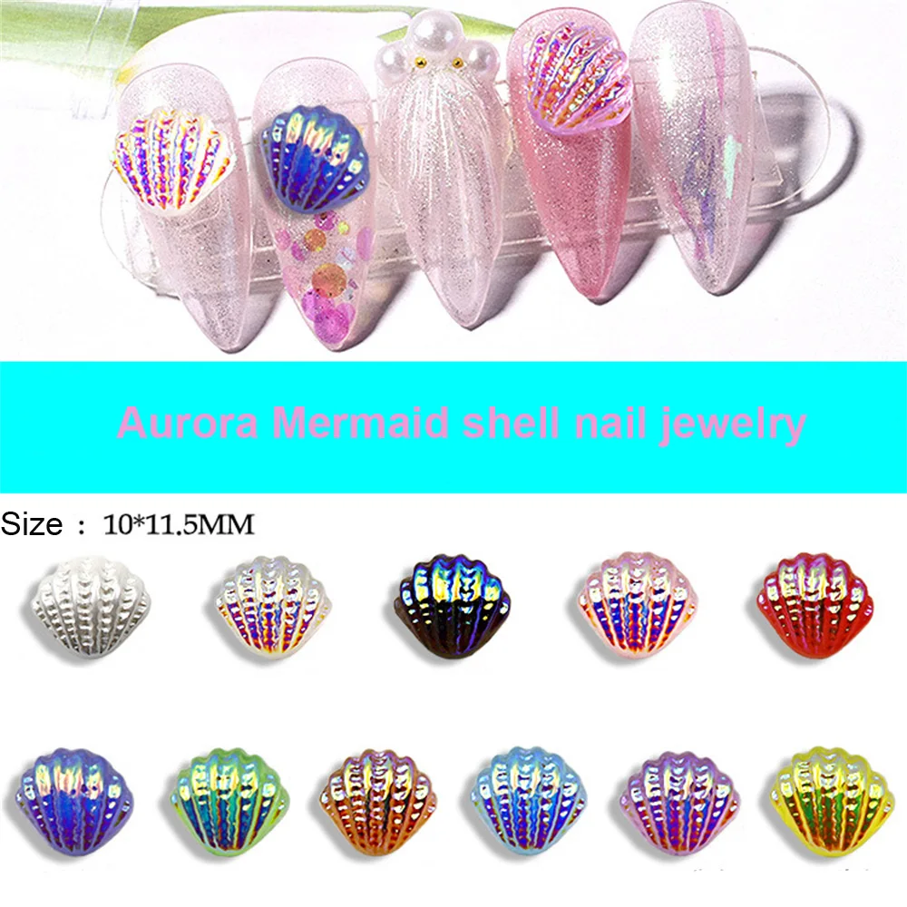 

30 шт., украшения для ногтей в виде ракушек русалки, 11 цветов