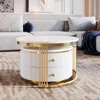 Modern 27.6-inch nested coffee table 2-piece set, circular coffee table with 2 drawers 2