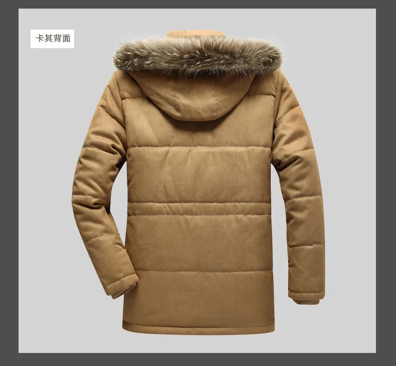 Cotton Jacket Parka Coat Cotton Hooded Plus Velvet Parka Men Fashionable Thick Windproof Cotton-Padded Parkas Male Plus Size Windproof Warm Parka Men's