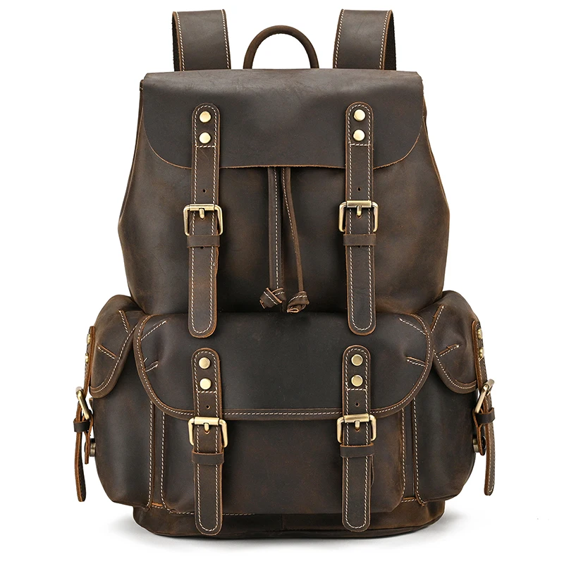Leather Backpack Travel Pioneer™ - Dark Brown
