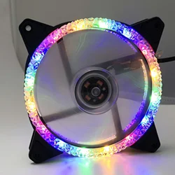 Ventilador de chasis de doble halo, ventilador de refrigeración de escritorio de ordenador, silencioso, gran volumen de aire, 12cm