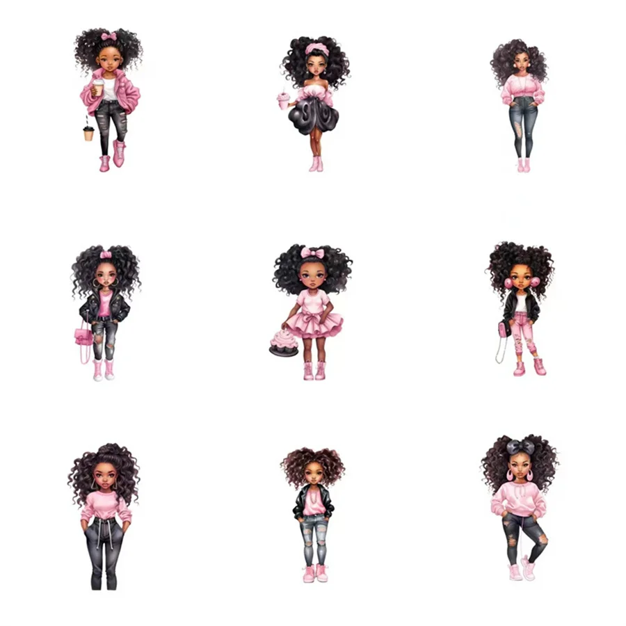 

9 шт./черные красивые элементы «сделай сам», сублимационные термоклейкие переводные наклейки, трафаретная печать, виниловые наклейки, термопрессованные наклейки