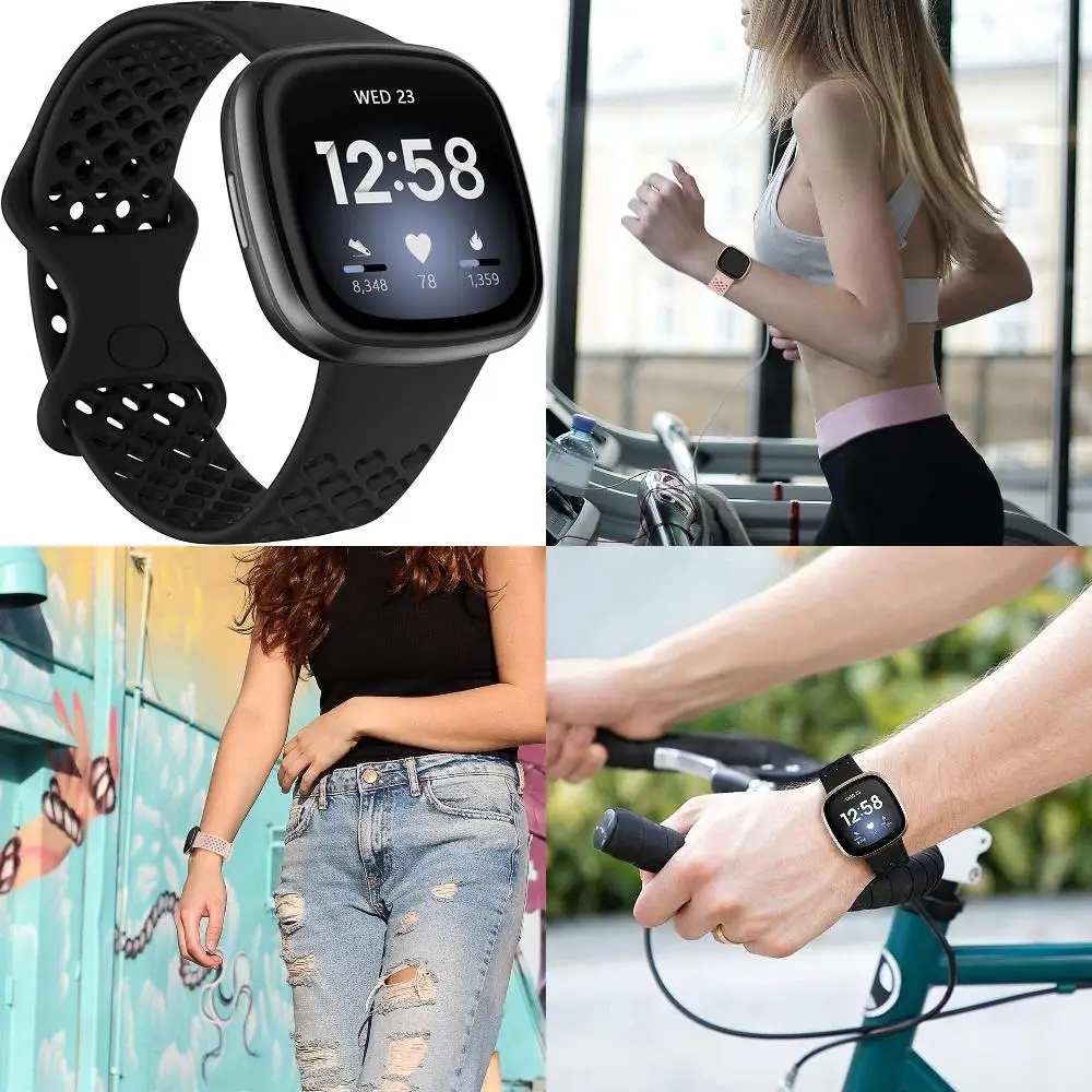 Comfortable, stylish, and durable premium silicone sport band for Versa 3/Sense-Perfect for daily wear and exercise-Elevate