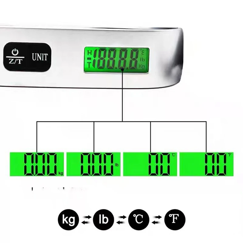 Electronic Portable LCD Digital Luggage 50kg 10g Handled Travel Weighting Fish Hook Hanging Scales laboratory teaching + Battery