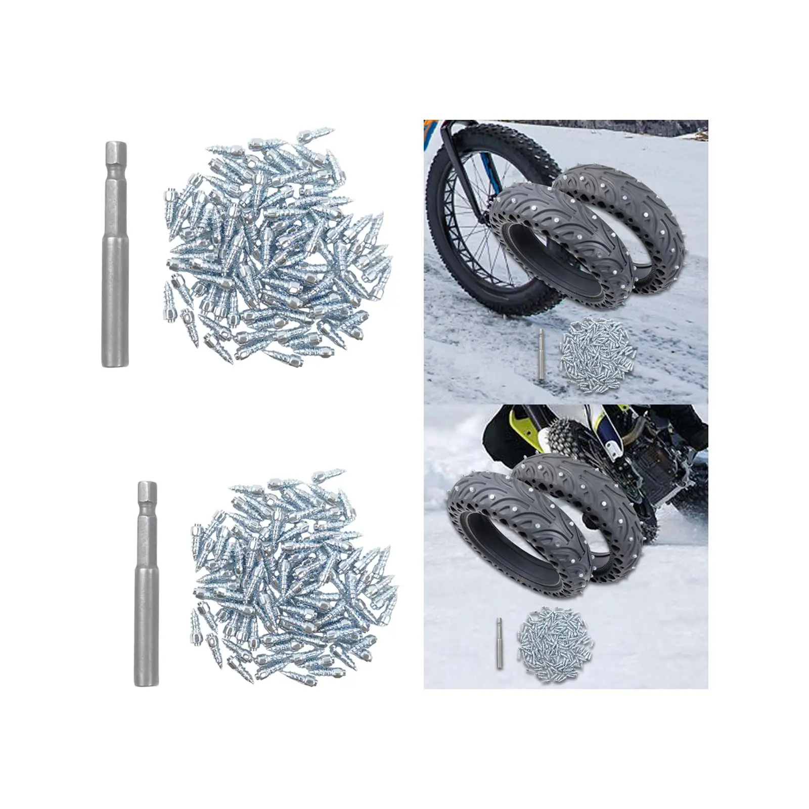 100 Pieces Screw in Tire Studs Anti Ice with Installation Tool Winter Snow Tire Spikes Anti Slip Studs Wheel Tyre Snow Studs