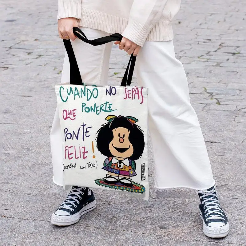 Eco-Friendly Cat Print Reusable Tote Bag - Large Capacity & Foldable Handbag