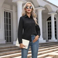 Femmes printemps automne Style Blouses chemises dame décontracté à manches longues col rabattu couleur unie Blouse hauts 2