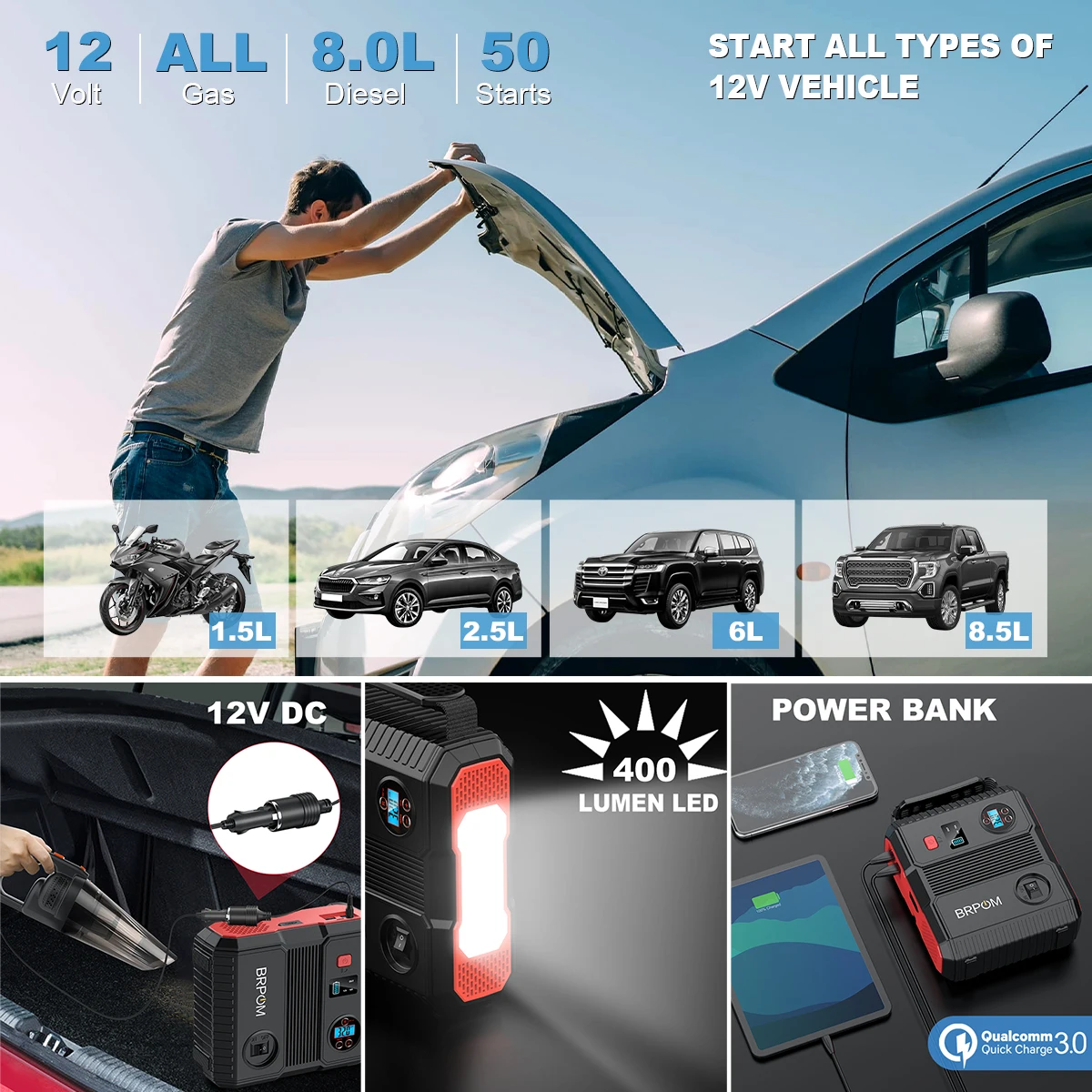 4 In 1 3000A Car Jump Starter with Air Compressor 24000mAh Portable Booster Charger Car Booster Starting Device car jump starter jump starter car battery charger portable battery charger