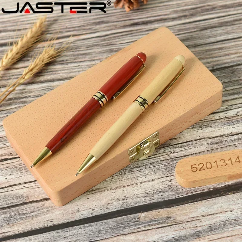 USB Flash Drive Beech Ballpoint Pen Case+ U stick 2.0 4GB 8GB 16GB 32GB 64GB Pendrive Exquisite Gift (Free ) JASTER usb flash drive flash drive