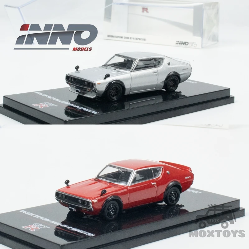 

INNO 1:64 SKYLINE 2000 GT-R (KPGC110) Silver / Red Diecast Model Car