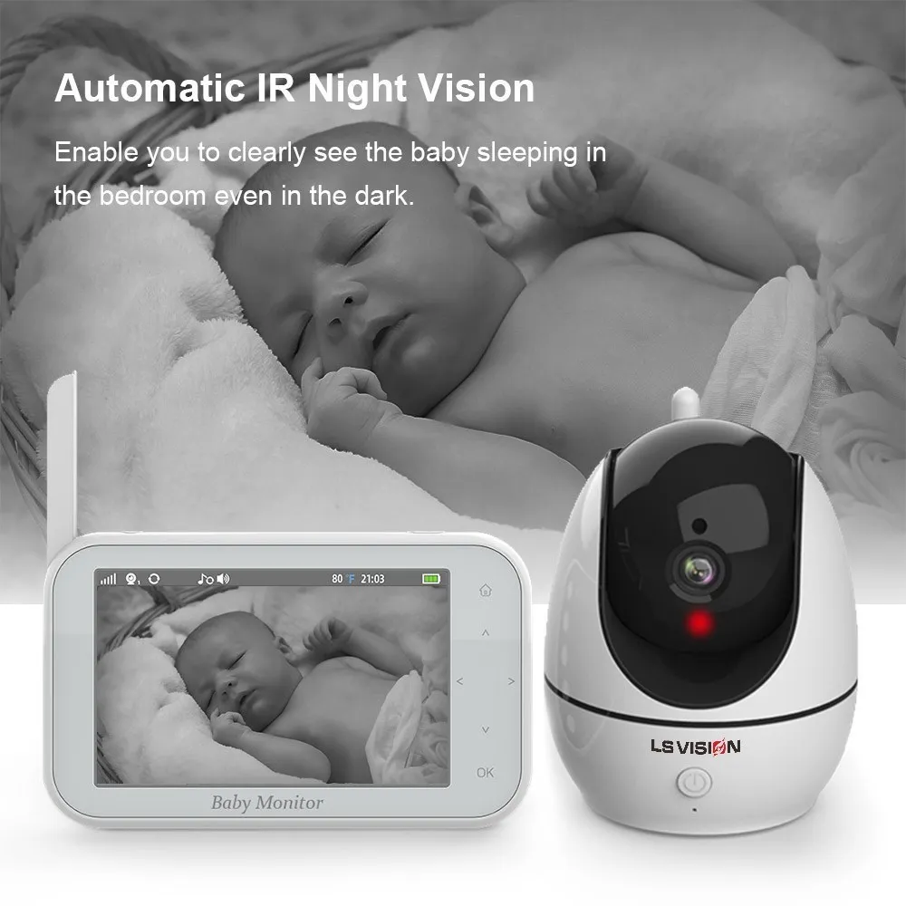 LS VISION 4.3 Inch Baby Monitor Scurity Potection Cmera For Kids IPS Screen Night Vision Battery Cam 2-Way Talk Auto Rotation security camera wireless baby monitor video baby monitor