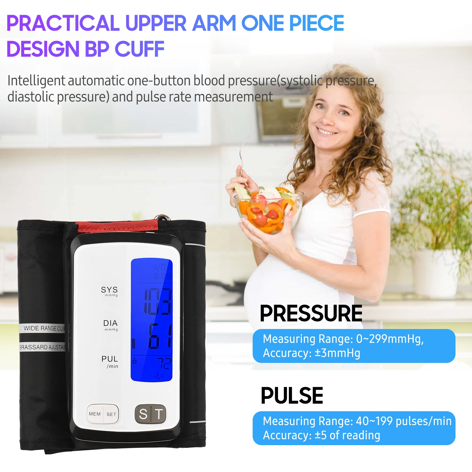 Upper Arm Blood Pressure Monitor Cuff Digital Sphygmomanometer Lcd Pulse  Rate Tonometer 2 User Mode 90 Data Memory Manometer - Blood Pressure -  AliExpress