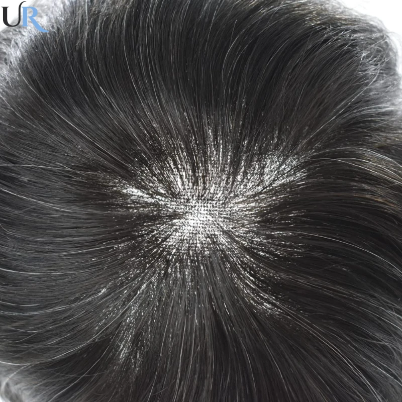 Human Hair Toupee For Men Full Lace Unit Breathable Male Capillary Prothesis