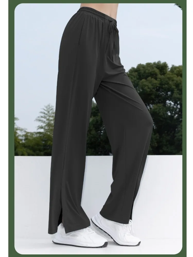 Women's Casual Straight Running Sweatpants Wide Leg Pants Drawstring Design With Side Pockets Leggings Woman Yoga Pants 2