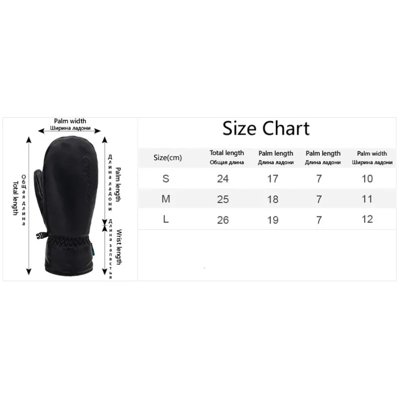 Sheepskin Men Women Ski Gloves Winter Warm Breathable Waterproof Skiing Snowboarding Mittens Palm and Five Finger 5