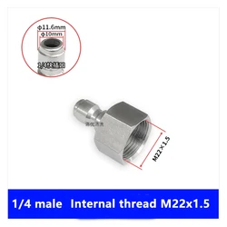 Stainless Steel Quick Connect Pressure Washer Coupler - 1/4 Inch Male & Female Threaded Accessories (M)