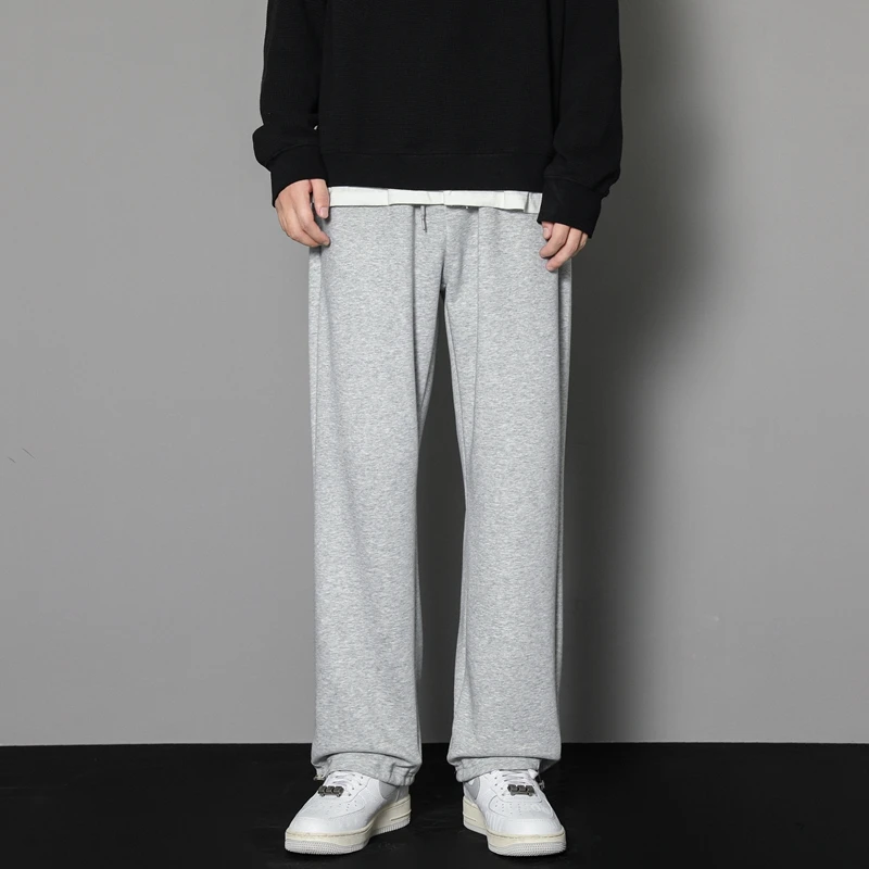 CAAYU 스웨트 팬츠 남성 스트레이트 바지 대형 남성 루즈 블랙 캐주얼 바지 streetwear 스포츠 바지 조깅 특대 스포츠