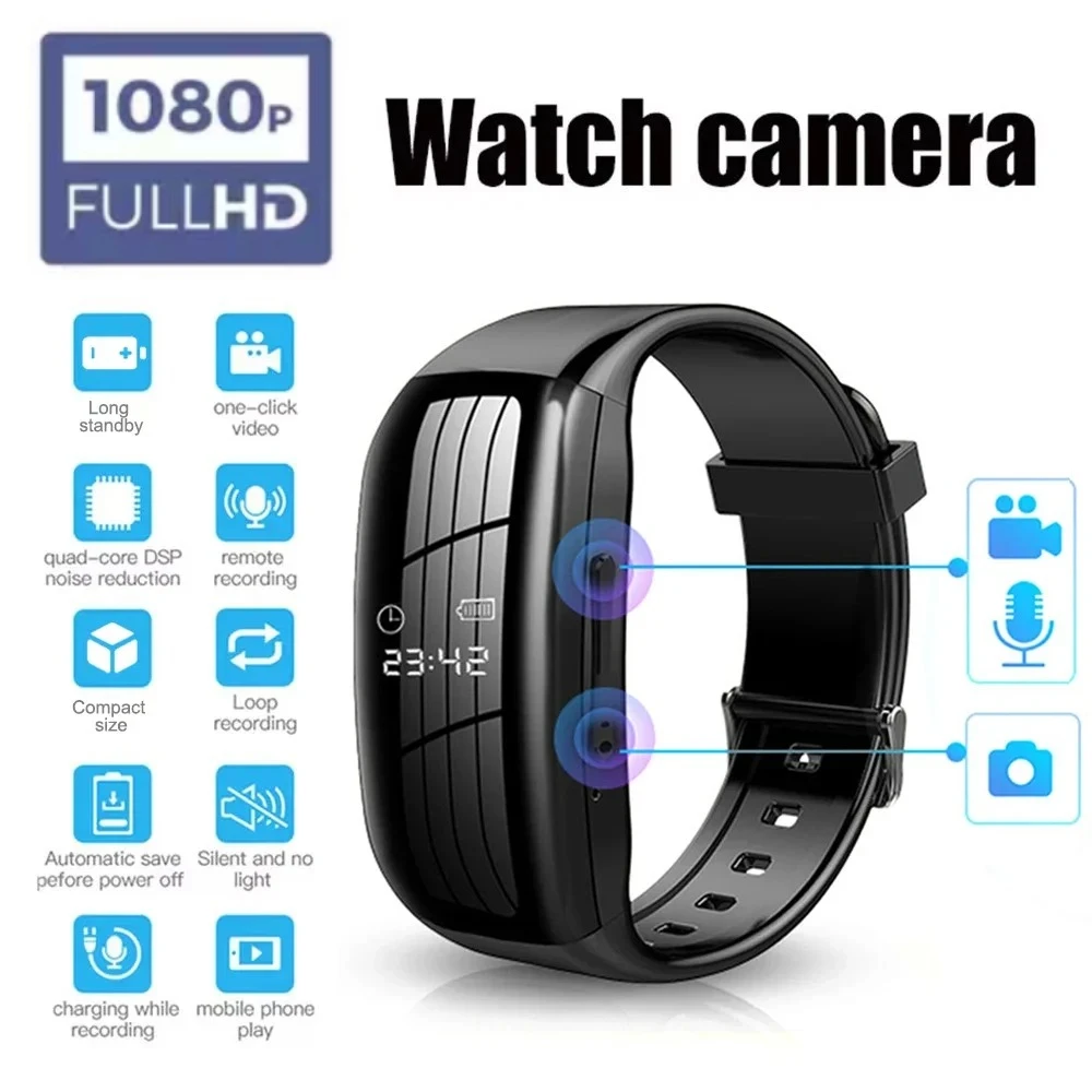 Professional Recorder Watch 1080P HD Action Camera Sports Video Voice Protable Watch Mini Camcorder Suitable for Outdoor Meeting