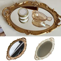 Retro Tray Plastic Mirror Decoration Europe Style Wedding Party Dessert Cupcake Stand Tray Jewelry Storage Tray Photography Prop 2