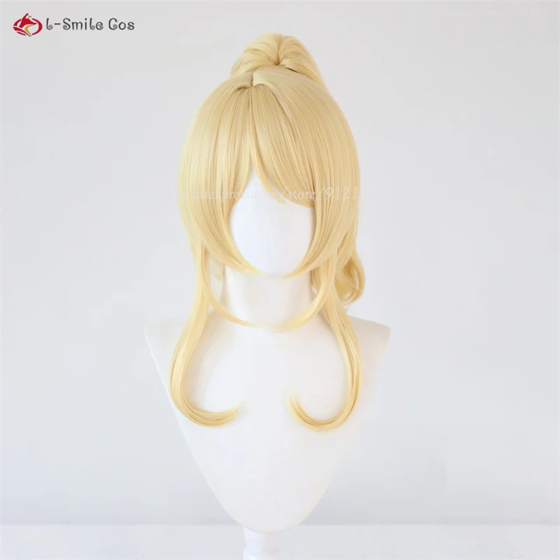 Anime Love Live Eli Ayase Cosplay Perücke Golden Locken Pferdeschwanz Hitzebeständig Synthetik + Haarnetz 3