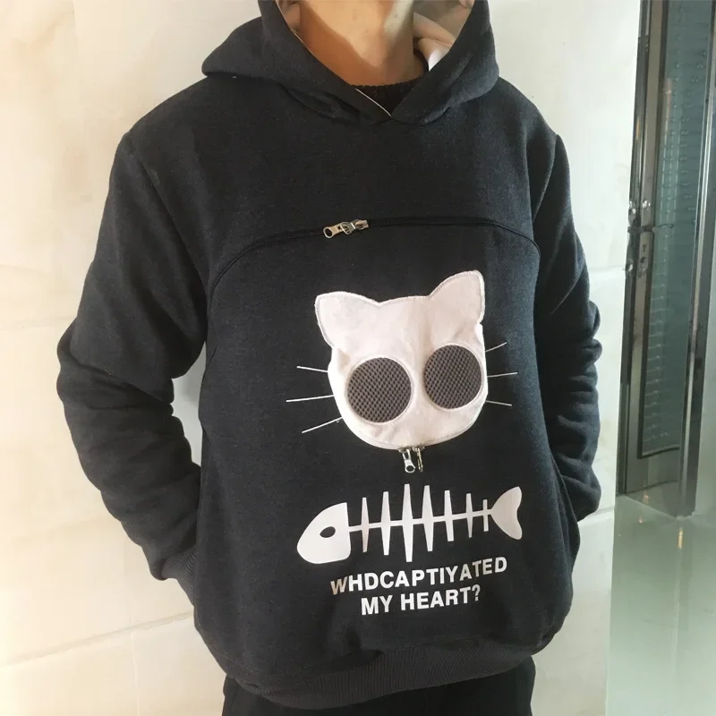 Hoodie Pullovers Sweatshirt Cat Lovers Hoodie Kangaroo Dog Pet Paw Pullovers Cuddle Pouch Sweatshirt Pocket Animal Ear Hooded