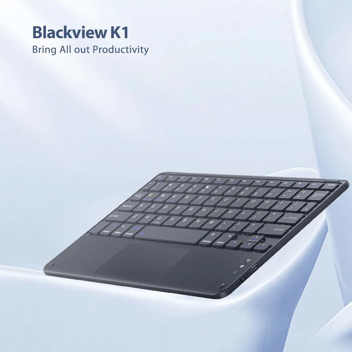 Teclado Portátil sem Fio Bluetooth Inglês Francês Árabe para Tablet Android Ios Windows Blackview-k1