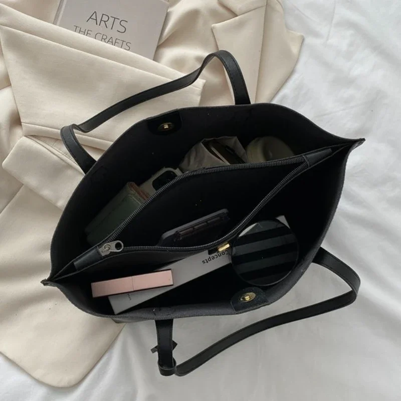 Large Capacity Women's Bag, New Soft Leather Tote Bag, Casual and Versatile Single Shoulder Bags for Woman Korean Style Handbags