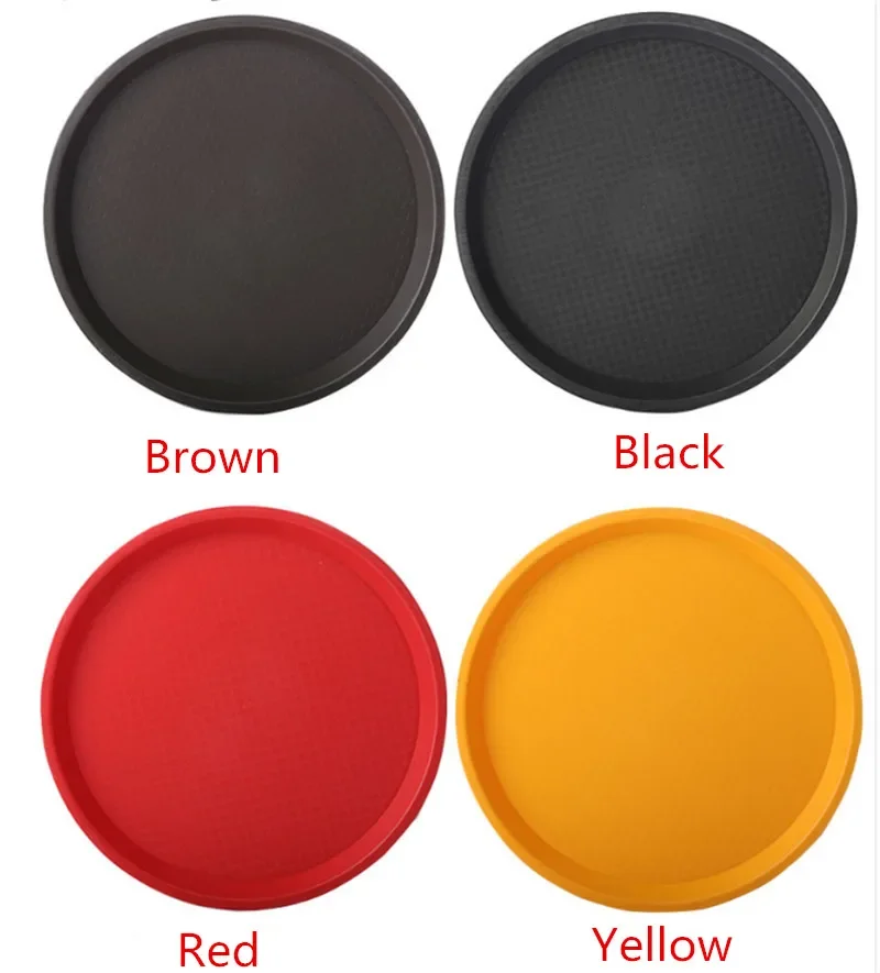 non slip Round Plastic Tray Restaurant Serving Plate Lined Non-Slip Tray Coffee Drinks Fast Food Serve Dishes Bar Tool