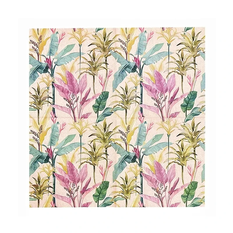 Colorful Floral Printed Napkins Western Restaurant Table Servilletas Papel Birthday Decoration Wood Pulp Decorative Paper Towels
