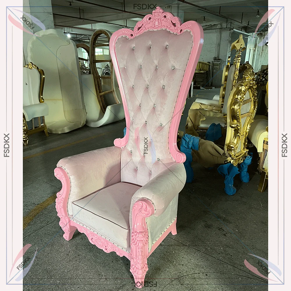 High Quality Party Decor Hotel Luxury Throne Chair Event Pink Wedding Throne Chair