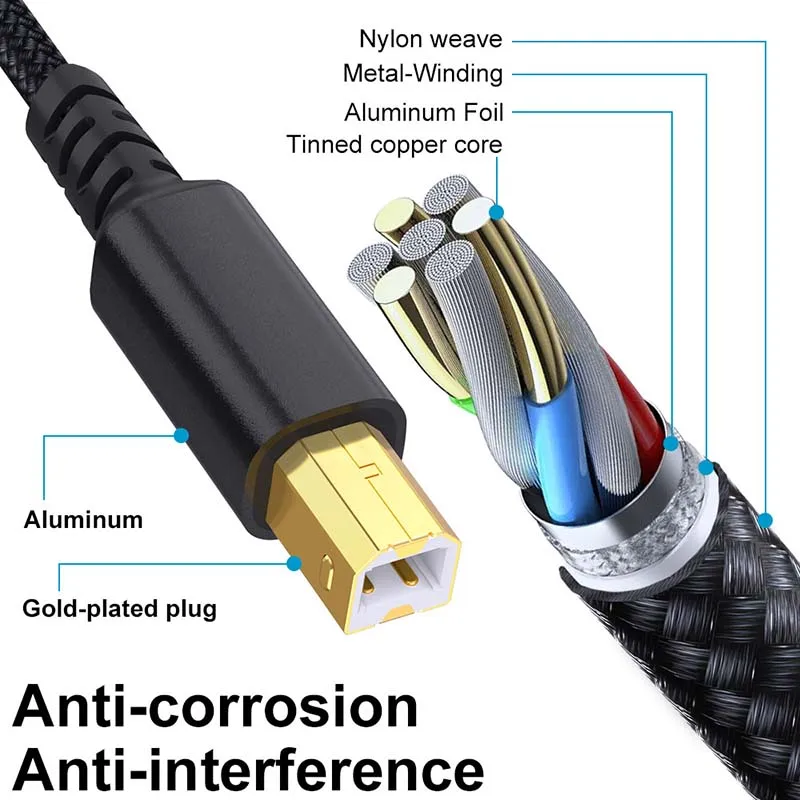 Cavo stampante USB C Cavo stampante USB A o tipo C a B maschio 2 in 1 per cavo scanner stampante USB HP Zebra Brother Epson Dell  44