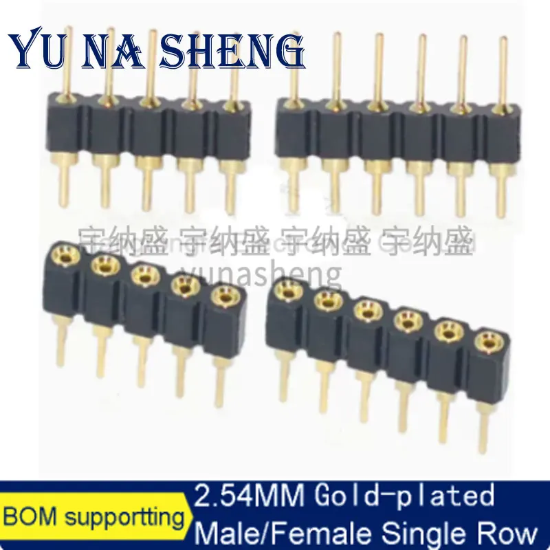 2.54mm Pitch Round Hole Pin Header Male Female Single Double Row 1*2/3/4-40P 2X 40Pin Gold-plated Round Pin Header 10pcs/lot pin header connectors