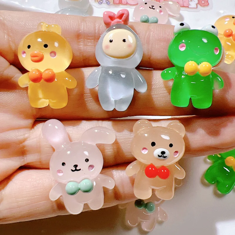 Refrigerator Decorative Stickers Interior Decorative Supplies Resin Mug Stickers Glow-in-the-dark Bear/Duck/Rabbit/Frog