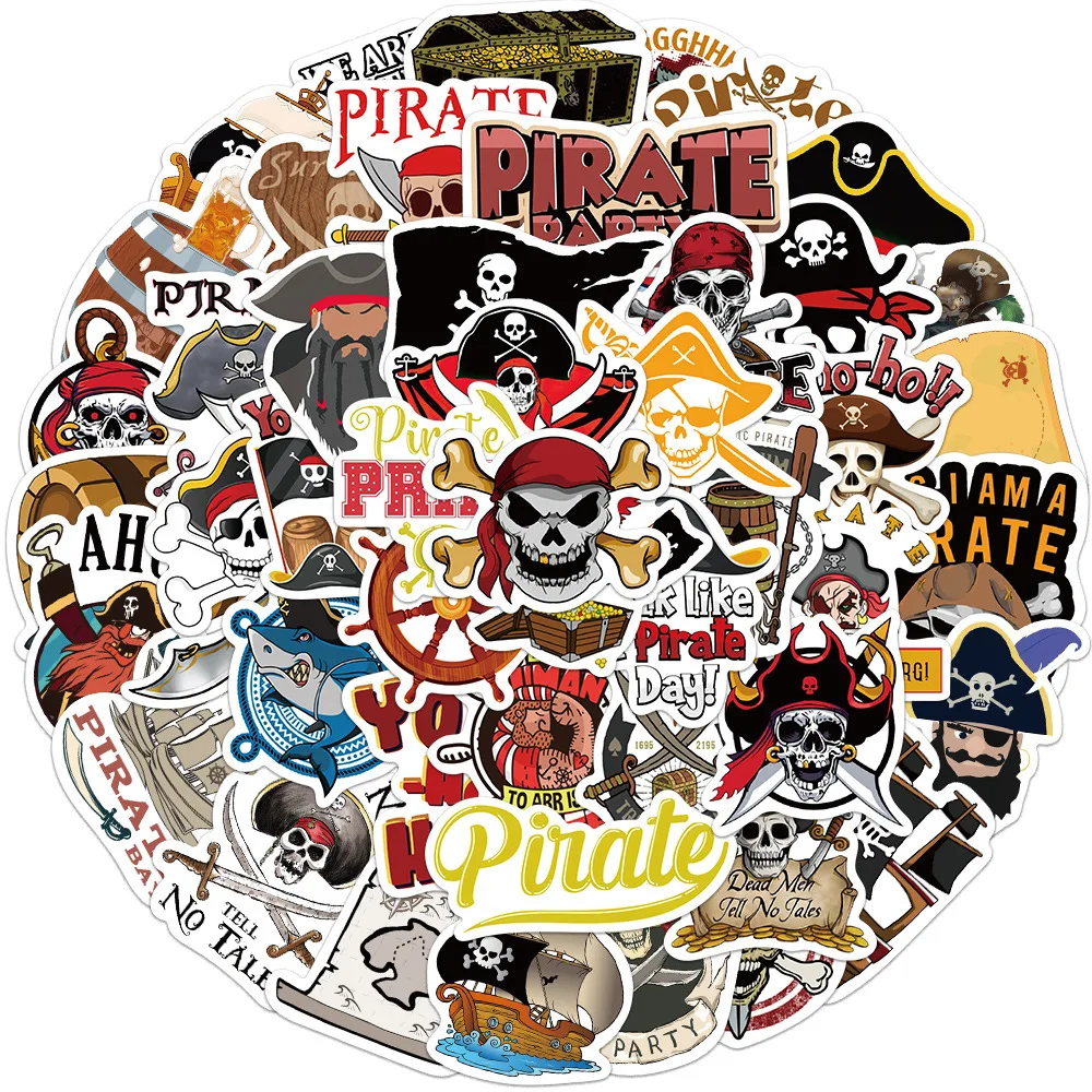 50PCS Pirates Movie Graffiti Stickers DIY Laptop Phone Guitar Helmet Bike  Car Sticker Decals Toy