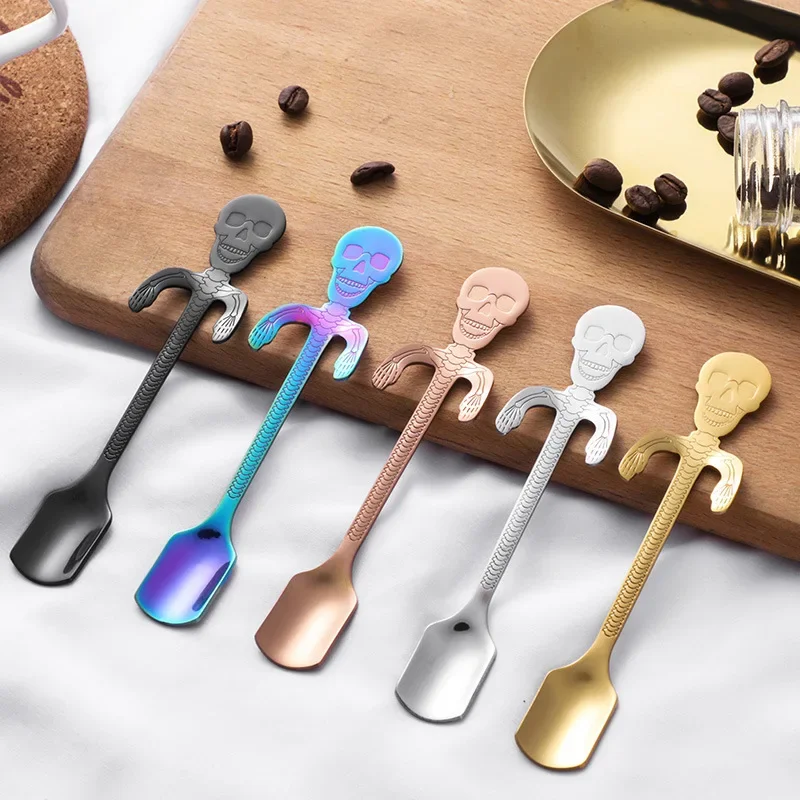 304 Stainless Steel Skeleton Spoon Halloween Coffee Spoon Bone Stirring Hanging Cup Small stainless steel spoon stainless steel spoon set stainless steel fork spoon set