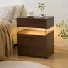Night Stand Set 2 LED Night Stand for Bedroom Modern LED Bedside Table with 3 Drawers End Side Table 3